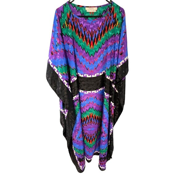 Ruth Norman, I. Maginn Dresses & Skirts - Vintage Ruth Norman x I. Maginn Kaftan Dress - Colorful Zigzag Print Like New